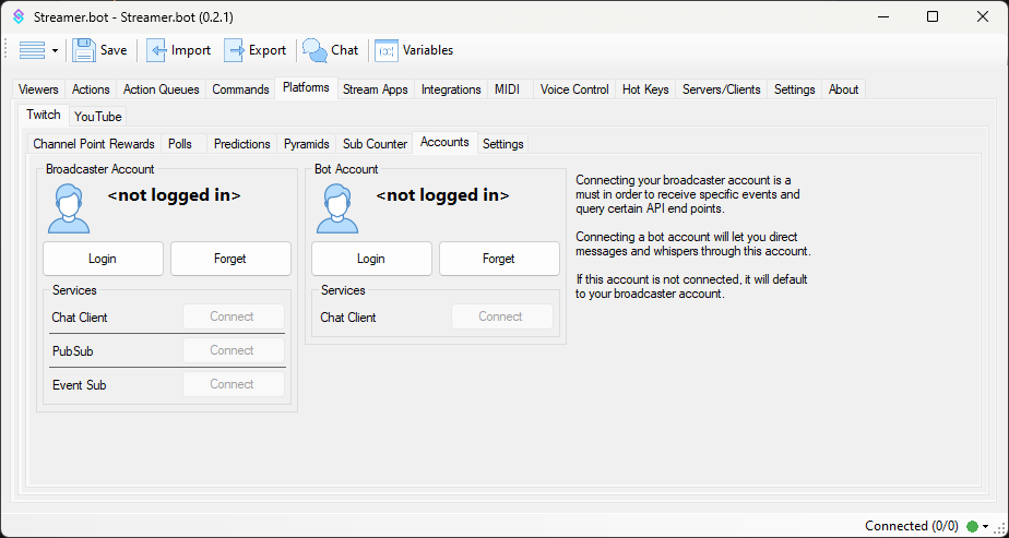 Twitch Accounts Configuration