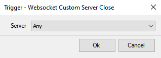 WebSocket Custom Server Connection Closed Trigger Dialog
