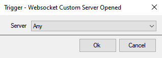 WebSocket Custom Server Connection Opened Trigger Dialog